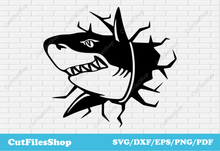 Load image into Gallery viewer, Shark svg cut file, CNC cutting Designs, dxf metal art, vector t shirt design png, clip art for cnc plasma cutters, cnc art work, art cnc plasma
