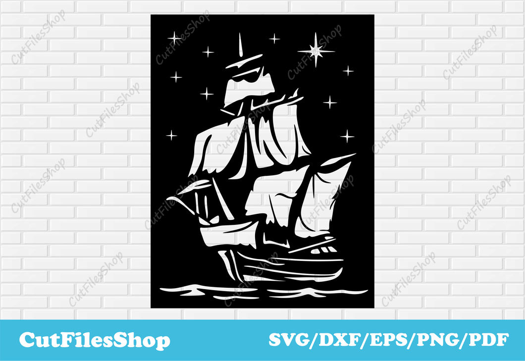 Ship dxf for plasma cutting, Svg image for cricut, Vinyl cutting files, Stickers making svg, Ship panel decor dxf, panel decor dxf, laser cut panel dxf, wall art dxf, home decor dxf cutting