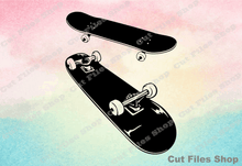 Load image into Gallery viewer, Skateboard svg, skateboards cut files, skate svg, sports svg, svg for cricut, dxf for laser
