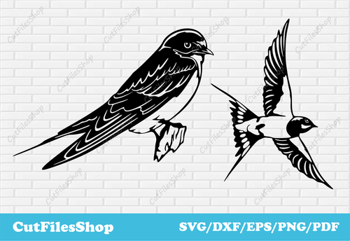 Swallows svg for cricut, birds stickers making svg, metal decor making dxf, Files for Plasma CNC, Birds dxf, Swallows dxf svg, bird svg cutting files