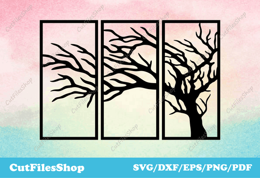 Tree dxf files, wall decor dxf, dxf decor for laser cutting, dxf decoration, plasma cutting files, SVG for Scan N Cut 