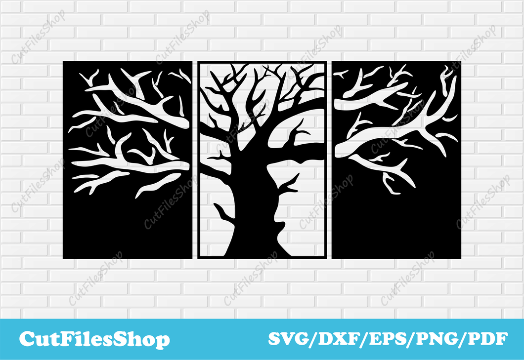 Tree panel wall art dxf, tree wall decor metal dxf files, dxf files for plasma cutting, dxf files for  laser cutting, tree svg, tree of life dxf