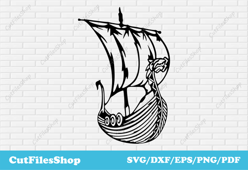 Viking ship svg file, ship vector image, t shirt design making, dxf images, t shirt cut file, cnc dxf file, eps files, svg files, dxf files, dxf decor, dxf art, CNC files for Laser and Plasma Cutting, Vector images for t shirt making, Clip Art dxf, Svg files for cricut and Silhouette Cameo