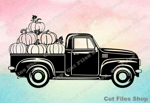 Retro pickup truck, farm truck, cameo files, dxf cutting, eps for cricut, dxf for laser