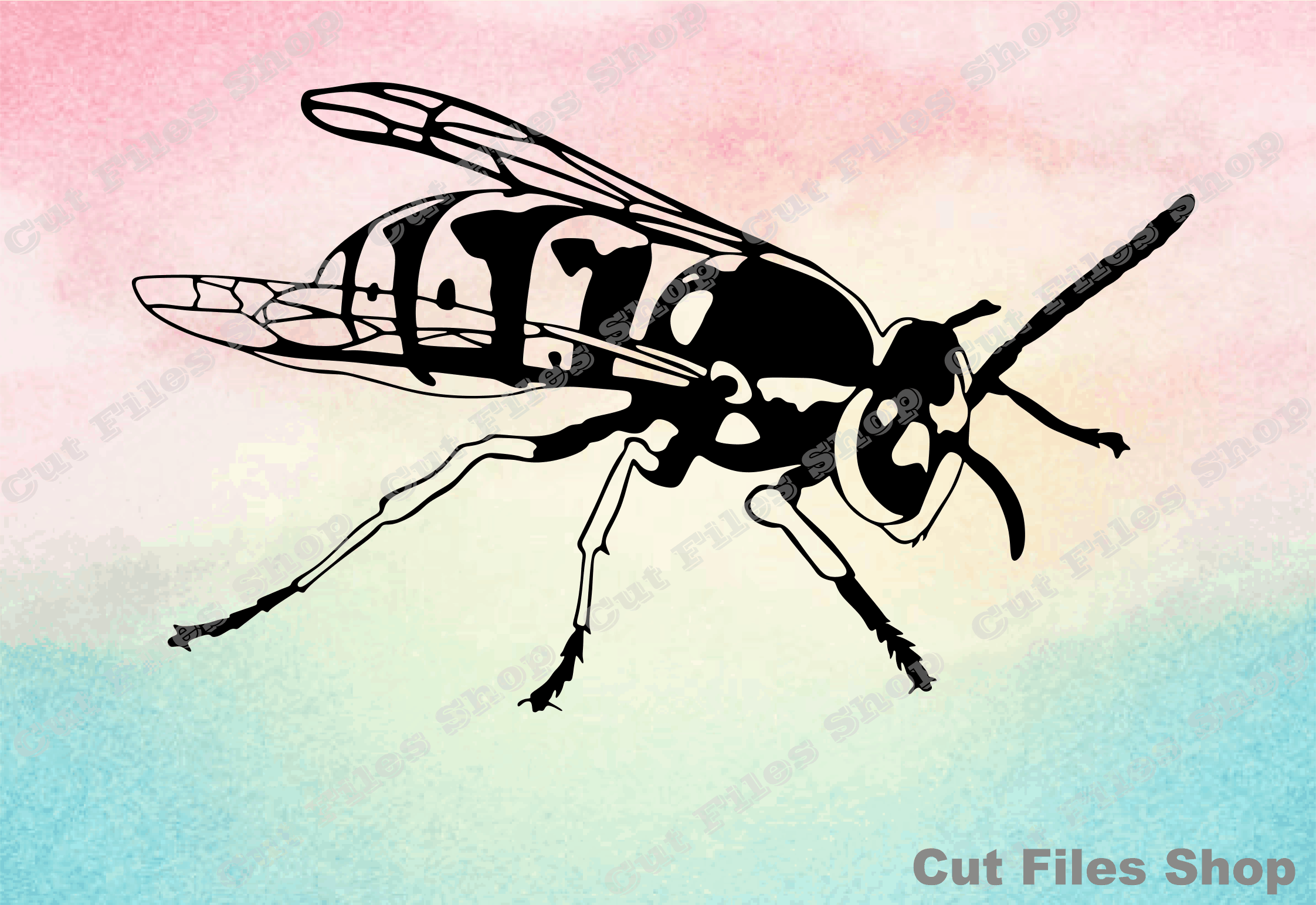 Wasp svg, insect vector, dxf cut file, dxf for plasma, glowforge files
