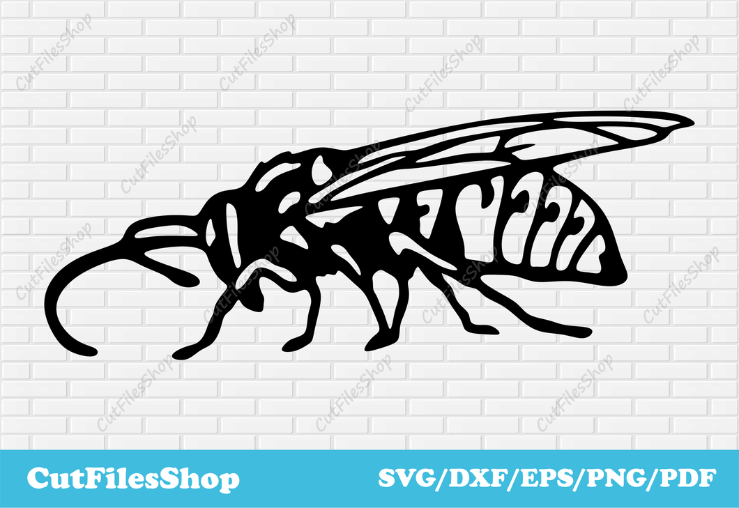 Wasp SVG cutting file for cricut, DXF for CNC Laser cut, insects svg, free download dxf files, free cnc files, free svg cut file for cricut, T-shirt designs, Scan n cut file, Silhouette cameo svg, free vector images, cool svg files, files for cricut, download cricut images