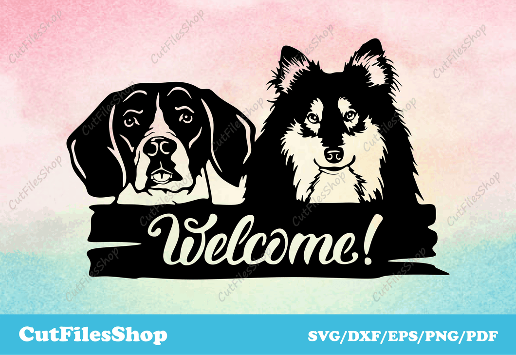 Welcome dogs svg, Welcome Signs Dxf Files, Download Welcome designs
