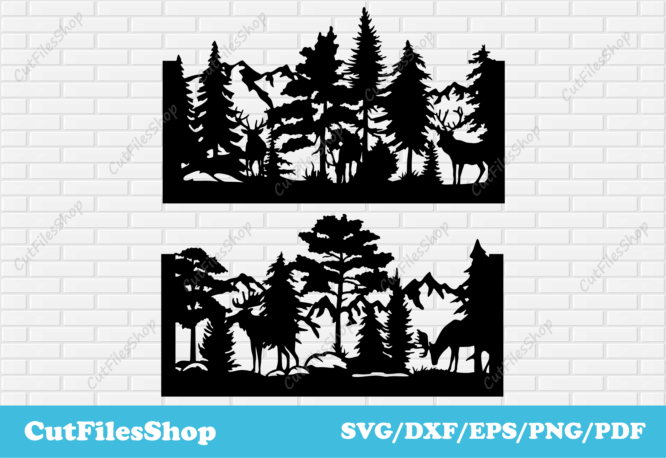 Wildlife scenes dxf for laser cutting, dxf for railing making, plasma ...