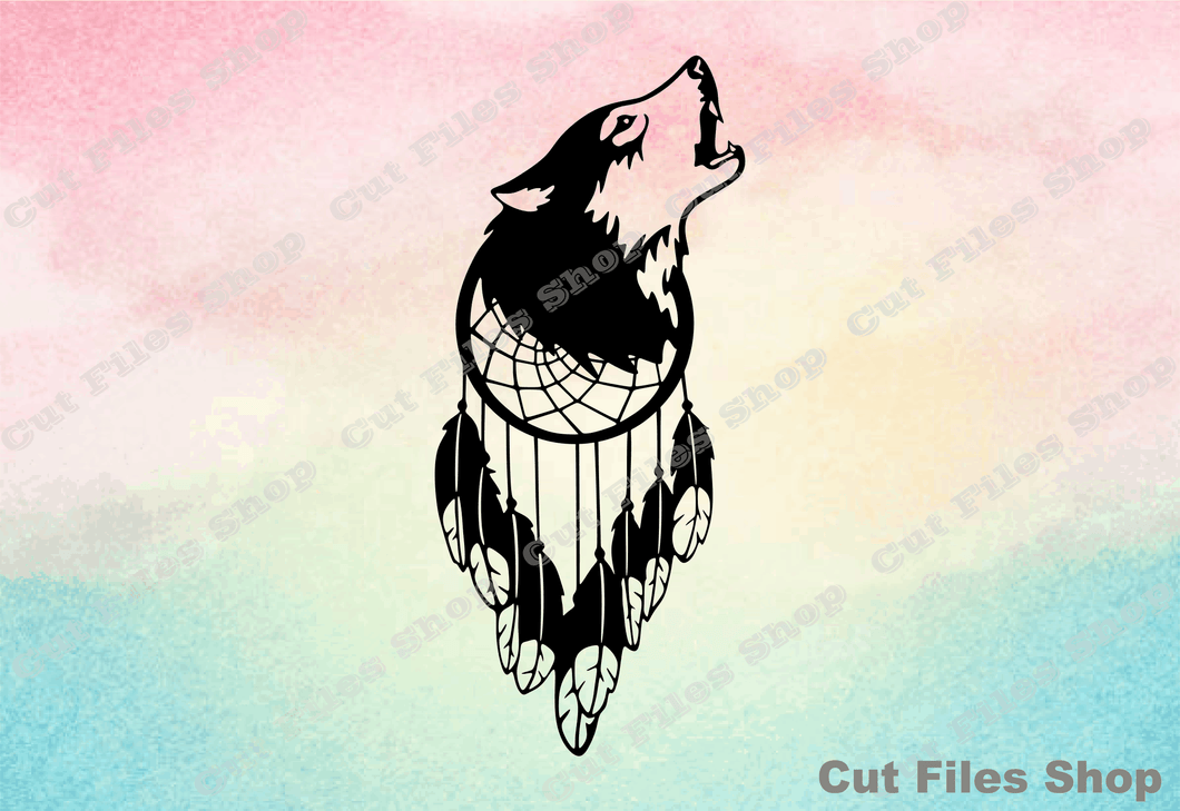 Dream catcher svg, wolf png, wolf for cricut, wolf for laser, cricut svg, svg bundle, svg design, wolf dxf, animals art dxf, wolf art dxf
