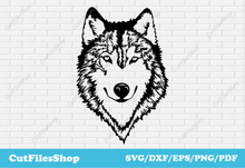 Load image into Gallery viewer, wolf svg free download, Dxf Laser Cut File, Cut DXF Files Wolf dxf files, wolf svg images, dxf for laser cut wood, dxf for wood cutting, Svg cut files for cricut, dxf for metal, dxf files for metal art
