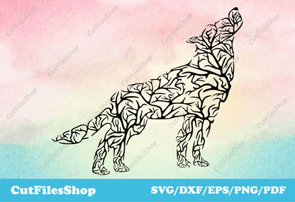Art animals dxf, dxf forest, decor dxf for cnc, wolf dxf files, wolf art svg files, silhouette wolf, wolf for cnc, dxf for cnc machines