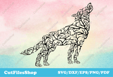 Load image into Gallery viewer, Art animals dxf, dxf forest, decor dxf for cnc, wolf dxf files, wolf art svg files, silhouette wolf, wolf for cnc, dxf for cnc machines
