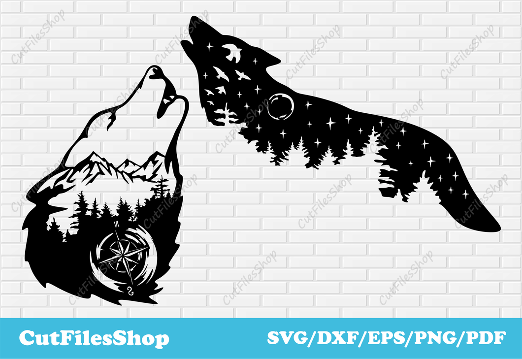 wolf mountains svg, Wolf art dxf files, wolf mountains dxf, svg cut files for cricut, wild animals svg, wolf dxf, wolf forest dxf, wolf art dxf, art animals dxf