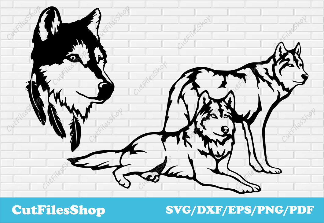 Wolf dxf files, wolf for cricut,  Scan N Cut Files, wolf silhouette, CNC dxf files, wolf cricut, wolf svg files, animals dxf files