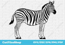 Load image into Gallery viewer, Zebra svg images for cricut, wild animals dxf files for cricut, dxf for cnc router, dxf animals for plasma, laser files, plasma files
